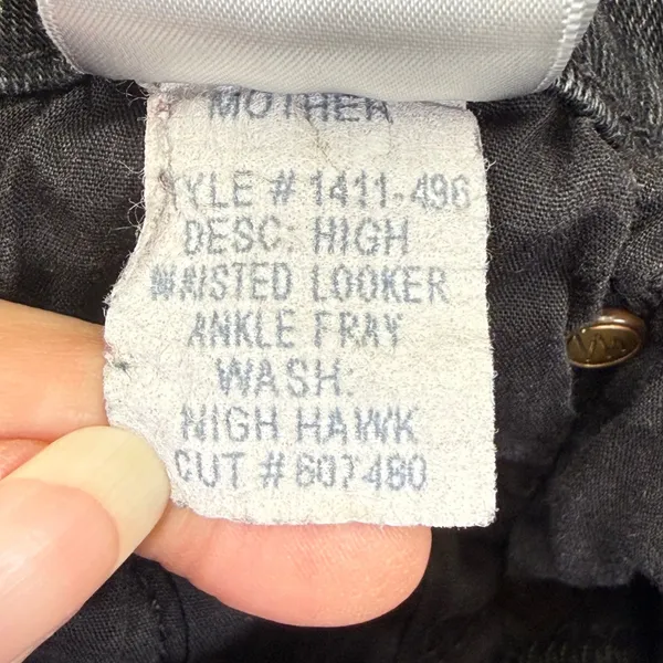 MOTHER High Waisted Looker Ankle Fray Night Hawk Skinny Jeans Gray‎ 23 READ - Image 13