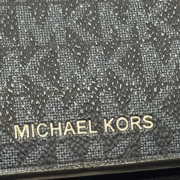 Michael Kors Black MK Signature Zip Card Holder Keychain Wallet - Image 3