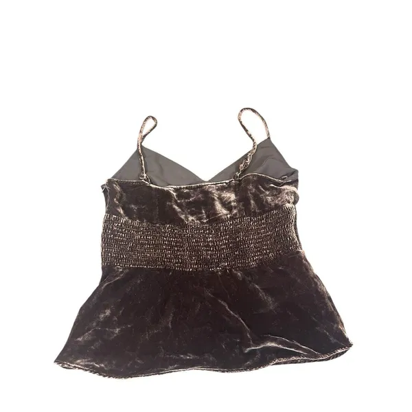 Banana Republic 8 Brown Velvet Babydoll Cami Top Smocked Y2K Silk Blend - Image 3