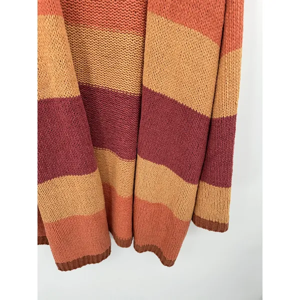 Umgee Pink Orange Sunset Stripe Long Sleeve Knit Cardigan Sweater Womens Medium‎ - Image 3