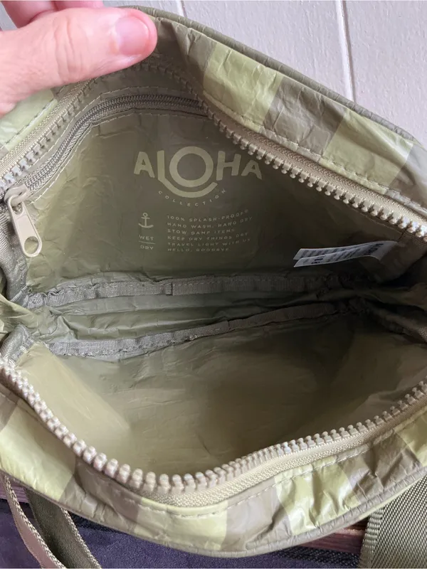 A Waterproof ALOHA Collection Le Tour Army Green Checkered crossbody bag - Image 5