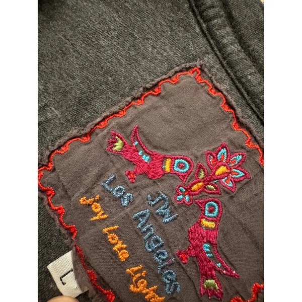 Johnny Was Gray Floral Embroidered Top Size Large - Image 5