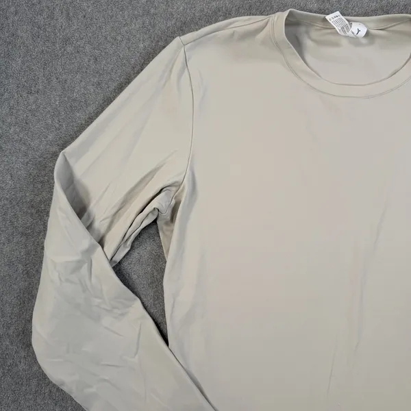 Yogalicious Women's Large Zenly Zena Long Sleeve Activewear Top Tan Crew Neck - Image 3