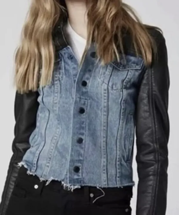 Blank NYC Faux Leather Denim Hybrid Jacket - Image 7
