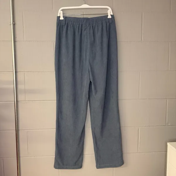 NWT HALARA Mid Rise Zipper Pocket Corduroy Casual Pants in Blue Women’s Sz Large - Image 7