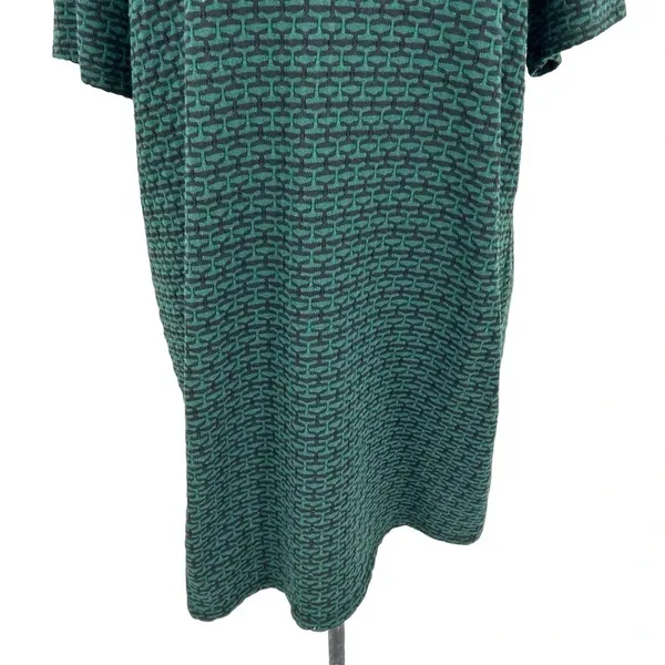 Zara Jacquard Polo Short Sleeve Tee Shirt‎ Dress Green Black Size Medium - Image 5
