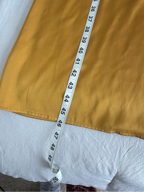 Zara Mustard Satin Midi Slip Dress‎ with Ruched Front Size Large - Image 7