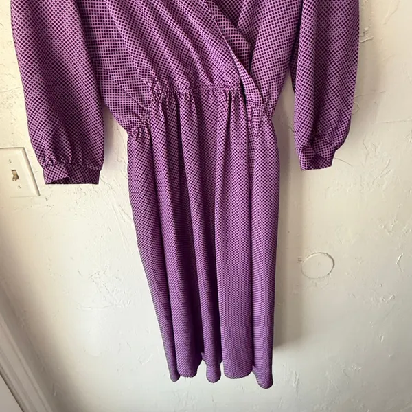 Vintage Jonathan Martin Purple Geometric Midi Dress Kentucky Derby‎ Old Money M - Image 2
