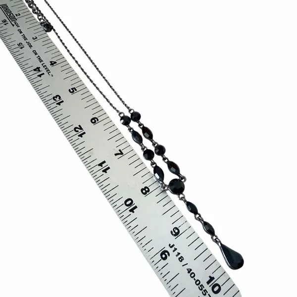 Vintage Givenchy Black Crystal Gunmetal Y-Drop Necklace - Image 5