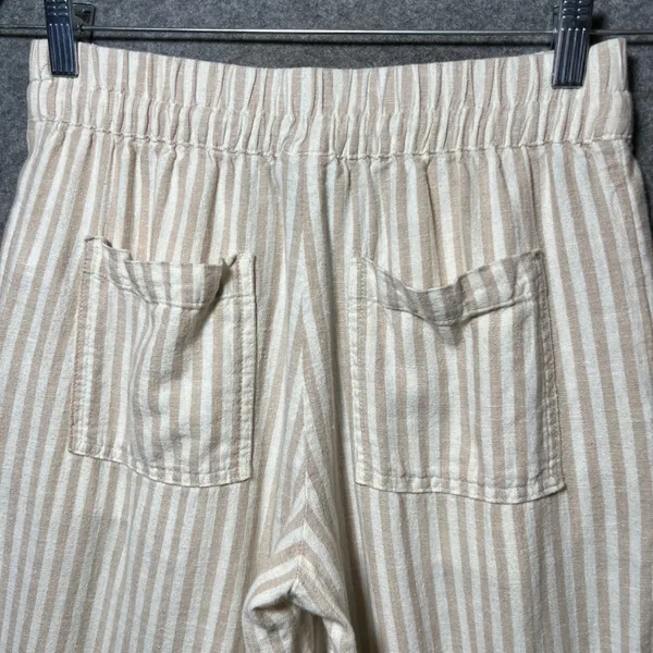 A New Day‎ Tan White Striped Linen Blend Wide Leg Drawstring Pants XS - Image 9