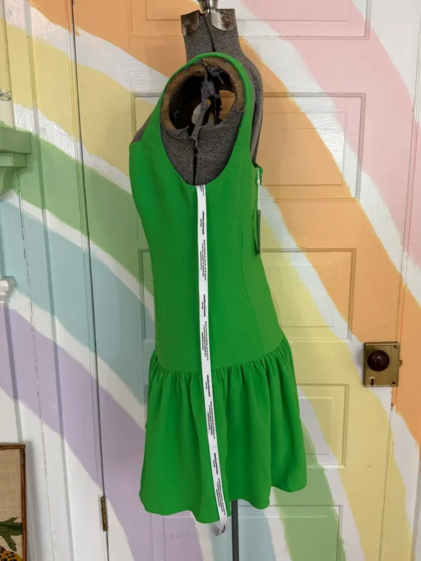 NWT Amanda Uprichard Apple Green Drop Waist Square Neck Mini Dress Sz M 🧡🍄 - Image 5