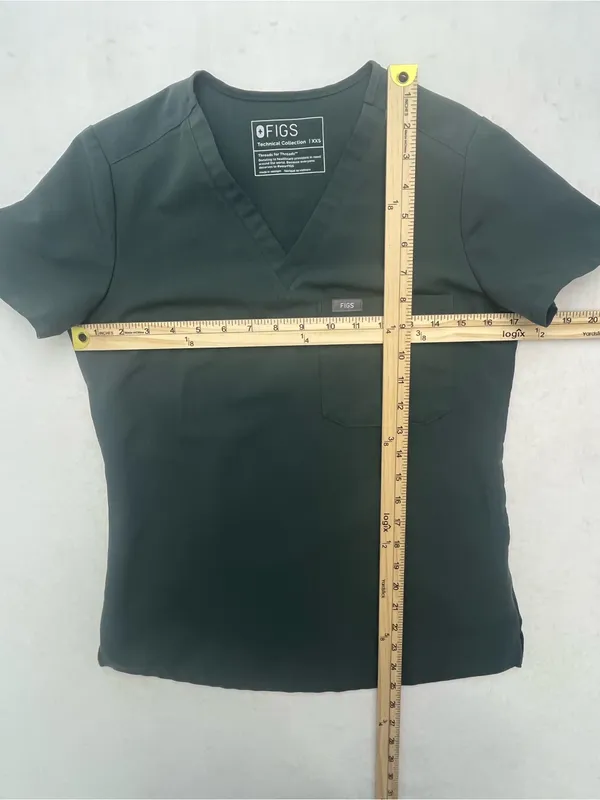Figs Technical Collection Womens Dark Gray Slate Short Sleeve Scrubs Top XXS - Image 9