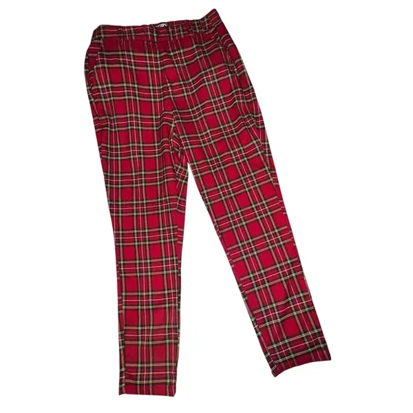 Hot Topic Red Plaid Skinny Pants. - Image 3