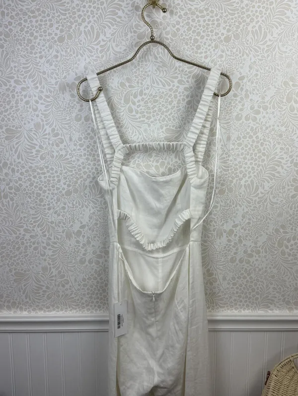 Reformation Harlow White Linen Wide-Leg Jumpsuit - Size - 6 - NWT - Image 6