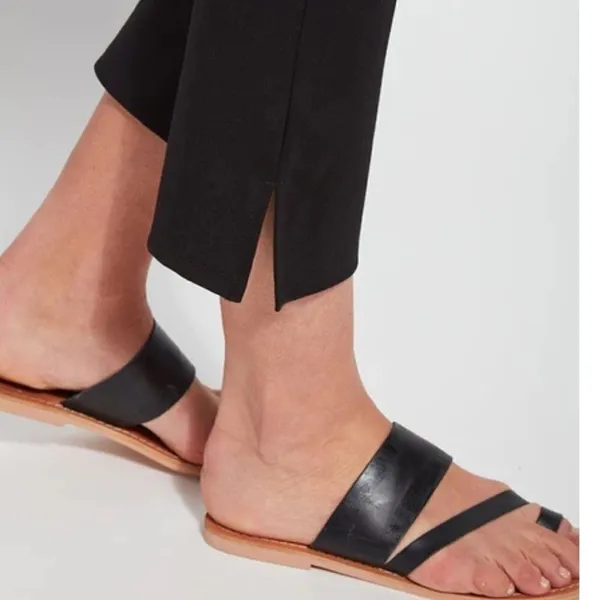 Lysse black stretch dress cropped pants with small side ankle slit hem - S - Image 2