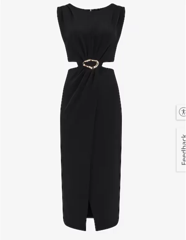 Zara Black Sleeveless Midi Dress with Decorative Ring Cutout - Image 4