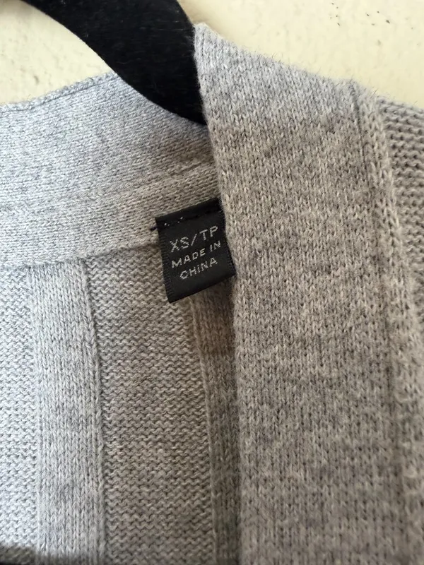 ATM Cotton Cashmere Duster Longline Cardigan Sweater Grey Ribbed Size XS - Image 5