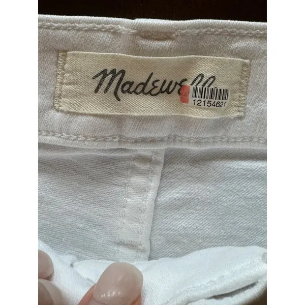Madewell Jeans Women 27 White Denim Button Fly 10 Inch High Rise‎ Skinny Crop - Image 9