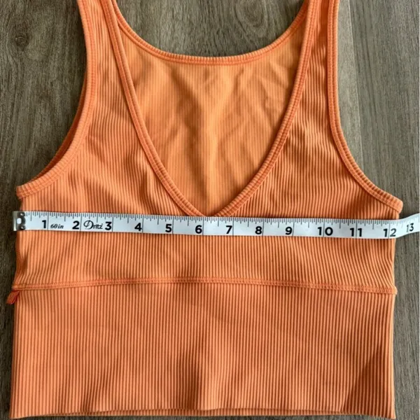 Lululemon Power Pivot Ribbed Tank Top Cropped Orange XS S Sleeveless Halter‎ - Image 6
