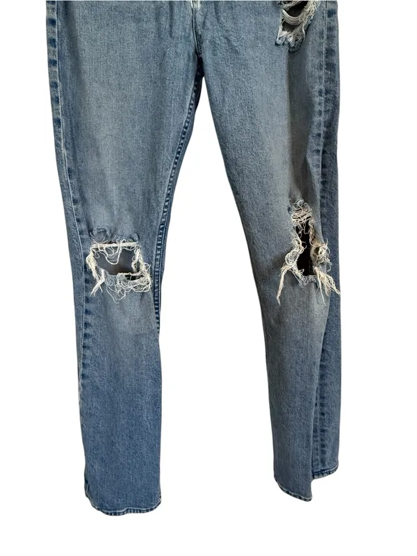 MOTHER High Waisted Rider Skimp Jeans 28 Bloom and Doom Distressed Straight Leg - Image 3