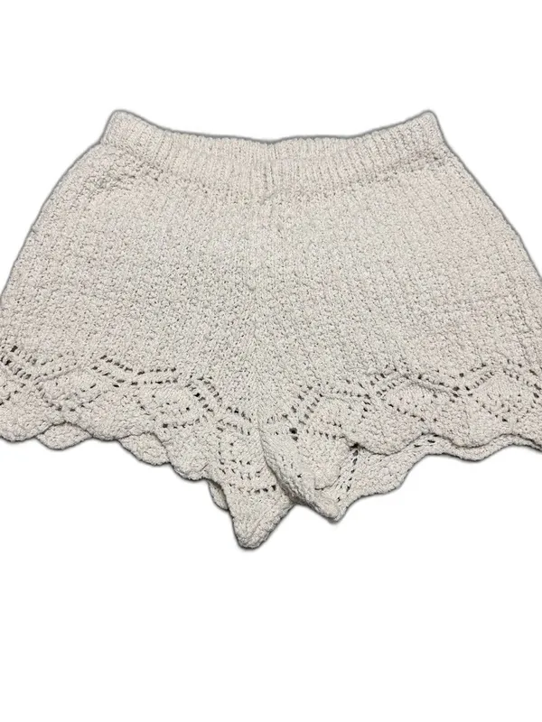 Bluivy Ivory Crochet Knit Sweater Shorts Set Boho Beach Resort Cover Up Lounge M - Image 2