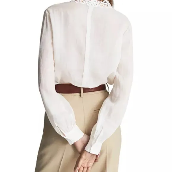 Reiss White Lace Button Down Shirt - Image 2