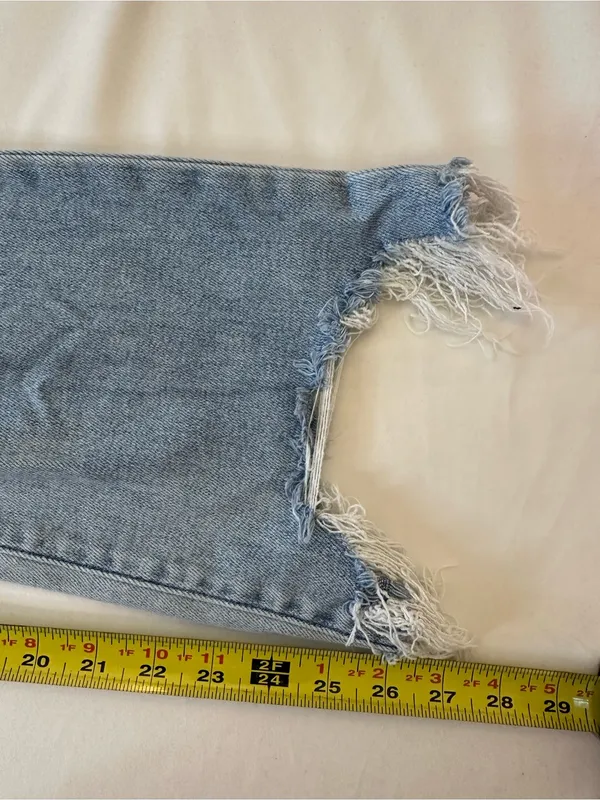 Hidden Light Blue Distressed Flare Jeans with Frayed Hem - Image 7
