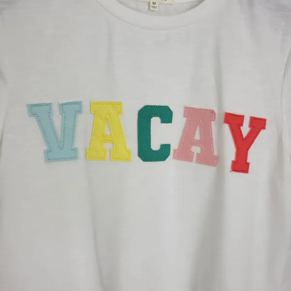 Bae Vely Womens Tops Size‎ Medium White Statement Crew Neck Short Sleeve Shirt - Image 2