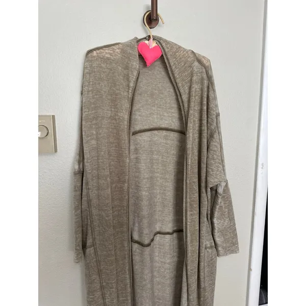 Intimately Free People Small Cozy Girl Longline Cardigan Sage Green w Pockets - Image 2