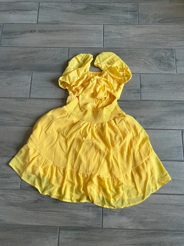Exlura Sunny Yellow Puff-Sleeve Casual Dress - Image 5