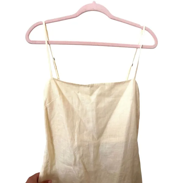 SUMMER AWAY Linen Tie Back Mini Dress Yellow Small NEW NWT - Image 3