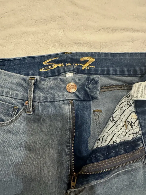 7 For All Mankind Tummy less High Rise Slim Bootcut Medium Wash Jeans Sz 12 - Image 8