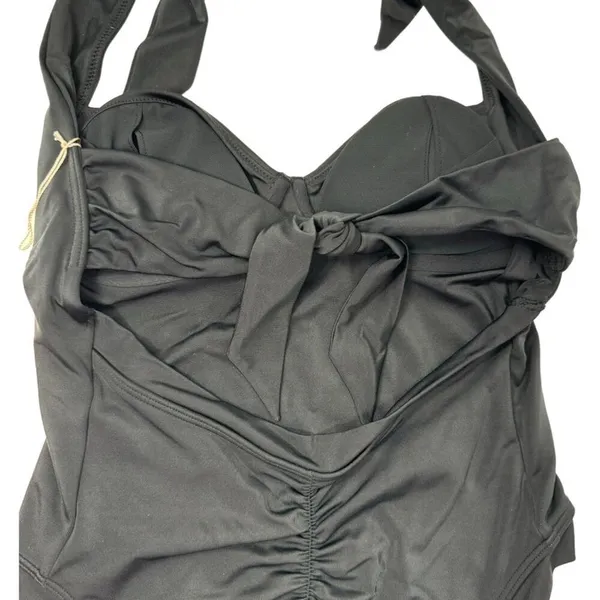 We Are‎ HAH Size S Pull Thru 1 Piece Bodysuit Swimsuit Black Cheeky Halter NEW - Image 5