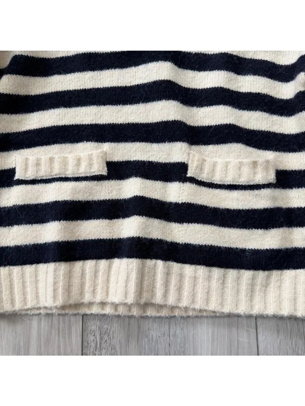 Blu Pepper Preppy Nautical Old Money Sailor Knit Stripe Fisherman Sweater medium - Image 3