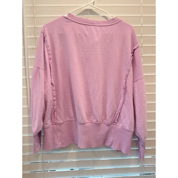 Pilcro Sweatshirt Womens XS Purple Pintuck Henley Pullover Boho OB1705879 - Image 5