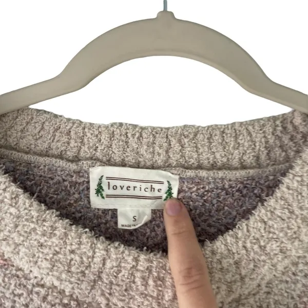 Loveriche Women's Size Small‎ Fuzzy Teddy Pink Cream Cozy Sweater - Image 5