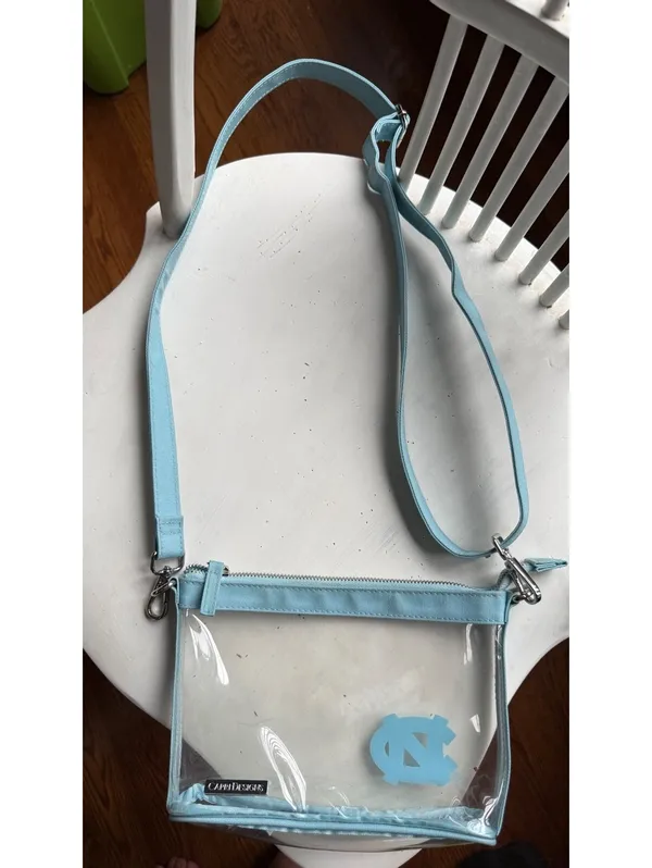 Capri Designs Clear Crossbody Bag with Light Blue Trim and UNC Logo - Image 5