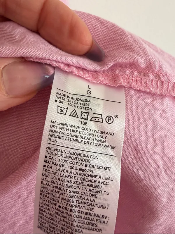Old Navy The Boyfriend Shirt Pastel Pink Oversized Button Down Long Sleeve Large - Image 6