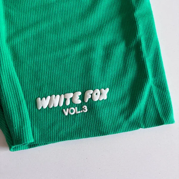 White Fox Boutique Vol 3 Ribbed Biker Shorts Green High Waisted Small - Image 2
