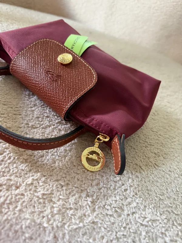Longchamp Pliage Le Mini Pouch Bag Burgundy - Image 3
