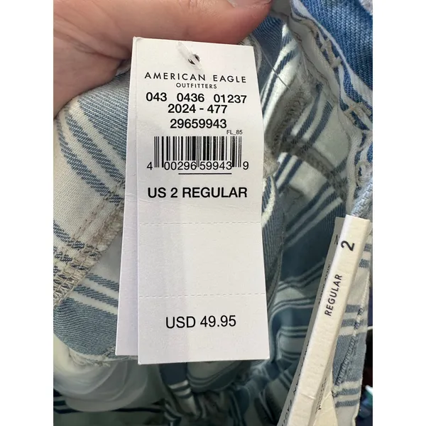 American Eagle Mom Jean Retro Indigo Stripe High Rise Denim Pants Size 2‎ NWT - Image 4