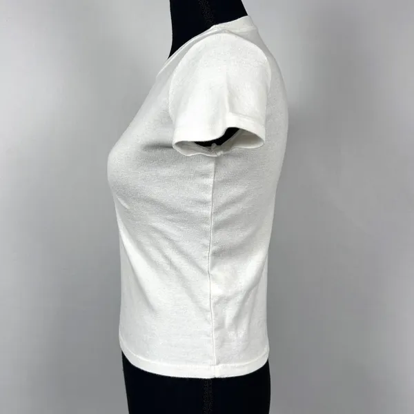 John Galt Brandy Melville Baby Tee Women's Embroidered‎ Cropped Y2K White Small - Image 3
