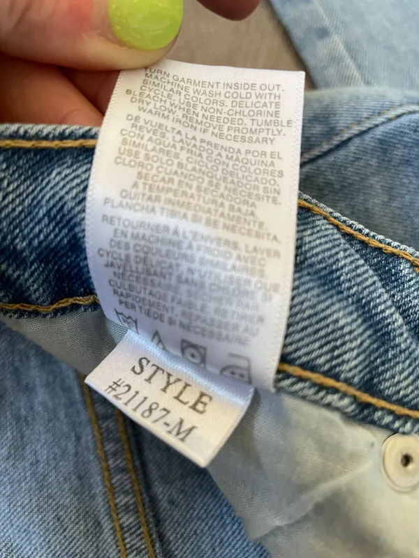 high rise straight leg distressed denim jeans women’s size 13/31 - Image 14