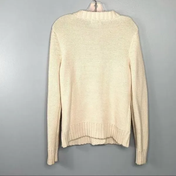 Vintage GoFish Cream Cable Knit Button Up Cardigan Sweater Large Buttons XL - Image 5