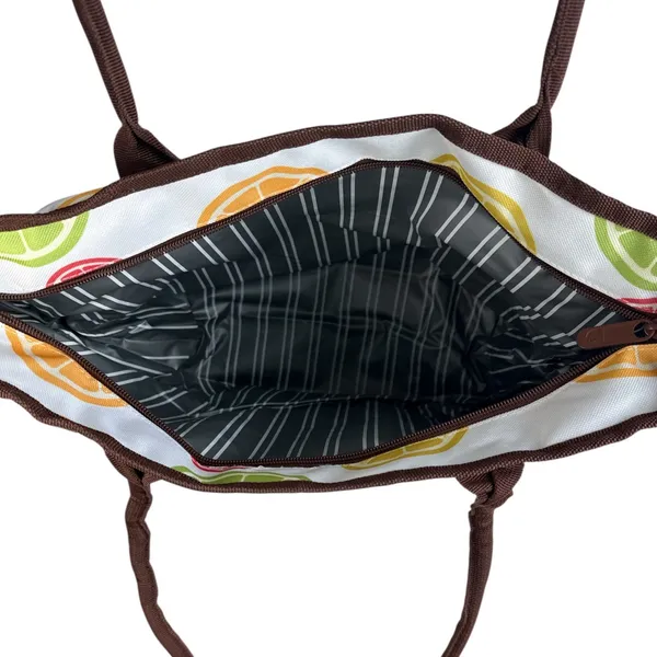 Citrus Fruit Print Large Insulated Lunch Tote Zipper Cooler Bag NWT - Image 3
