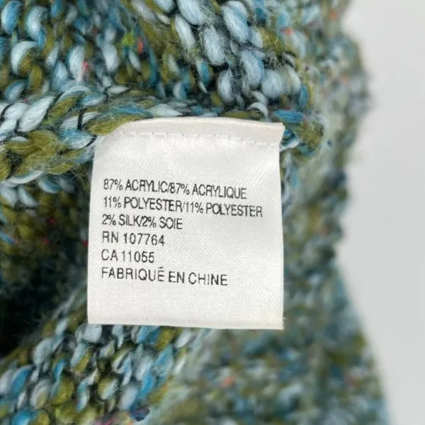 ONE GIRL WHO Sweater Women's M/L‎ Green Blue Flecked Ribbed One Button Cardigan - Image 5