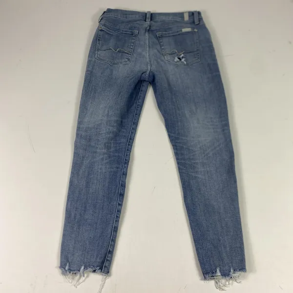 7‎ For All Mankind Josefina Jeans Womens 28 Blue Boyfriend Distressed Raw Hem - Image 13