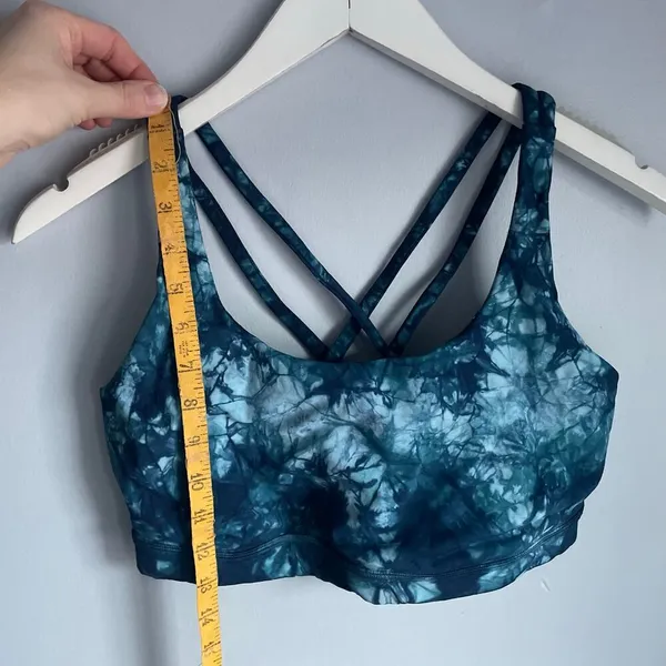Blue Tie Dye Strappy Sports Bra Yoga Bra‎ Workout Pilates Barre size Small - Image 4