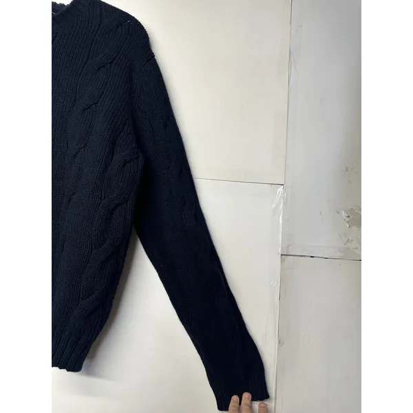 Abercrombie & Fitch Vintage Women’s XL Navy Cable Knit V-neck Sweater - Image 7