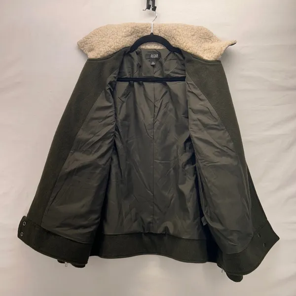 A New Approach Women Moto Jacket Size XL Earthy Green‎ Sherpa Assymetrical Zip - Image 7